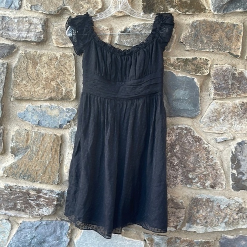 Milly of New York Vintage Silk Embroidered Eyelet Floral Dress in Black Size 2